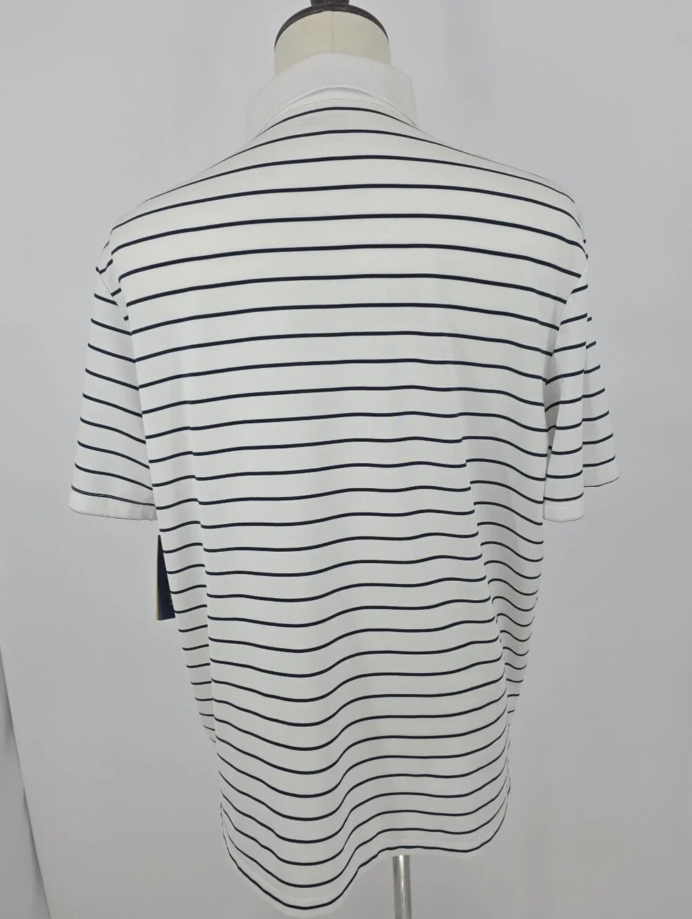 Polo Ralph Lauren Performance Polo Shirt Mens L White Navy Stripe NWT Golf